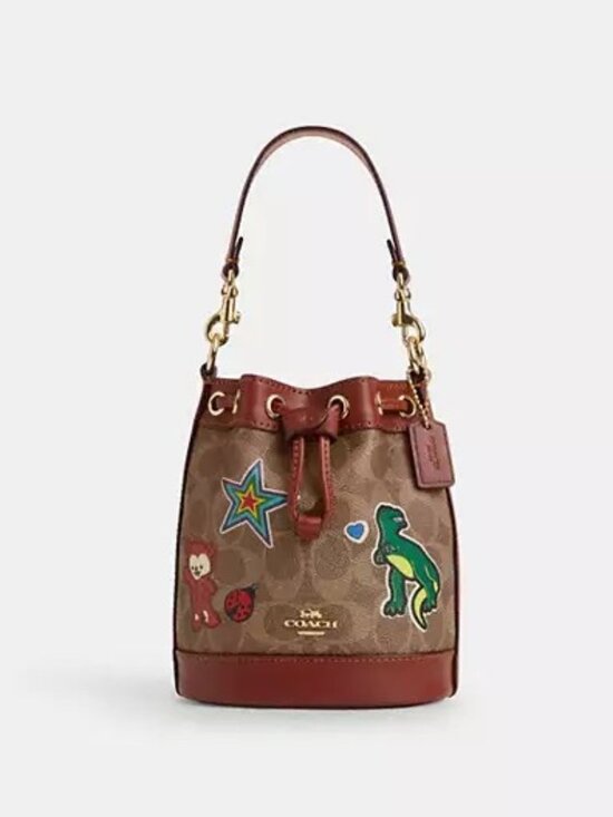 Coach Handbags - NWT Mini Bucket Bag In Signature Canvas With Sticker Print (CW300)